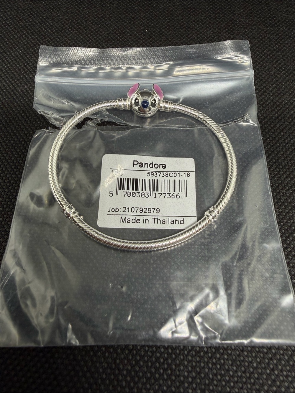 Pandora Disney’s Lilo & Stitch Silver Snake Chain Bracelet 593738C01-18cm 7.1 in